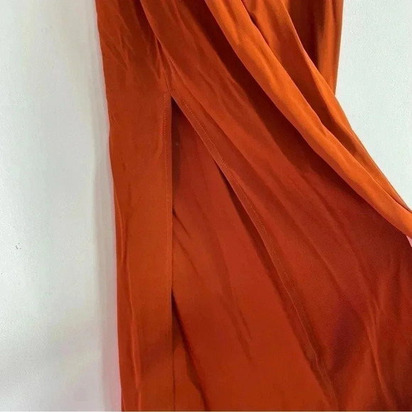MARELLA Maxi Dress Burnt Orange Sleeveless Side Slit Belted Summer Sundress S - Picture 9 of 12